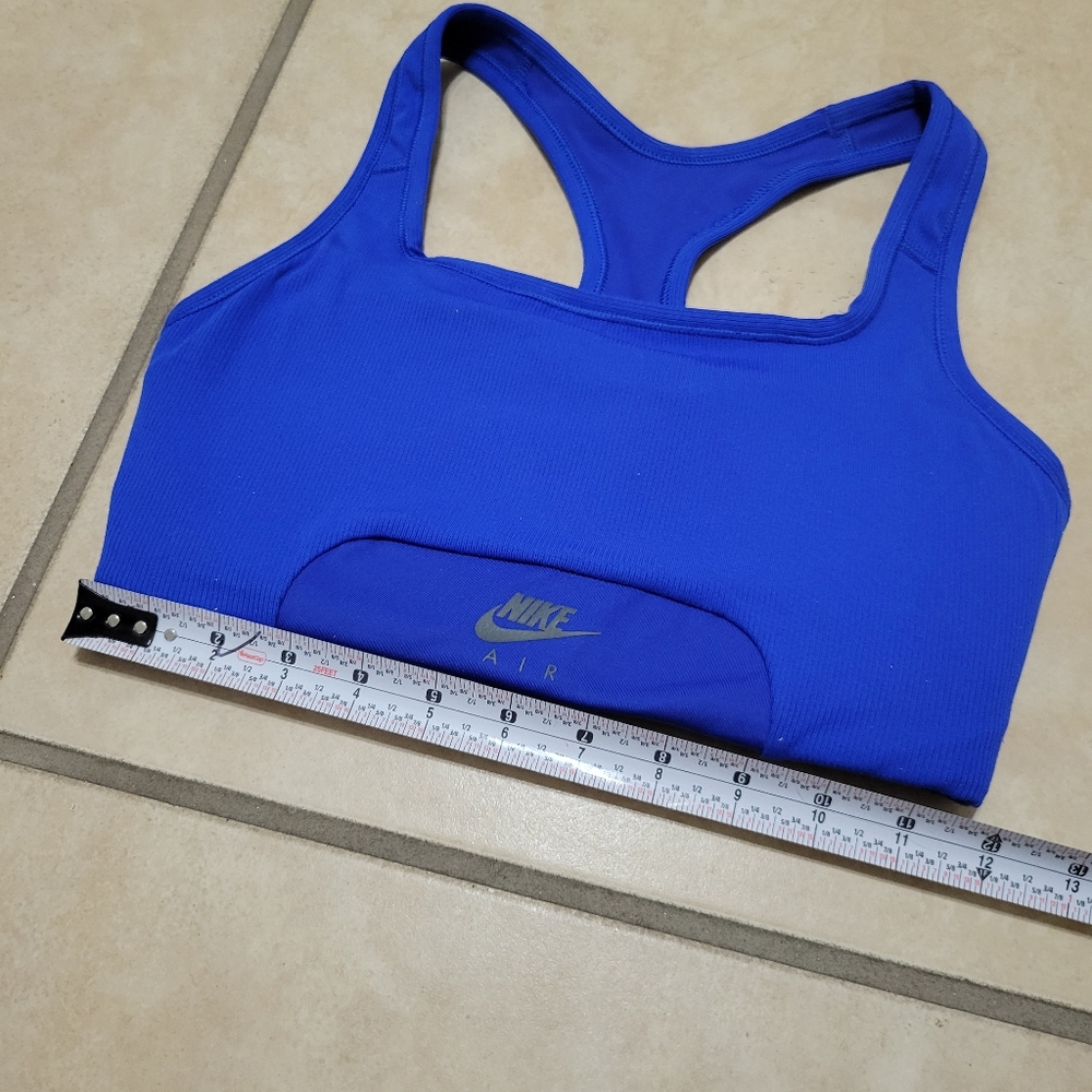Nike Women’s Sports Bra Dri-Fit Blue M With Pocket And Black Swoosh Logo - Picture 5 of 8